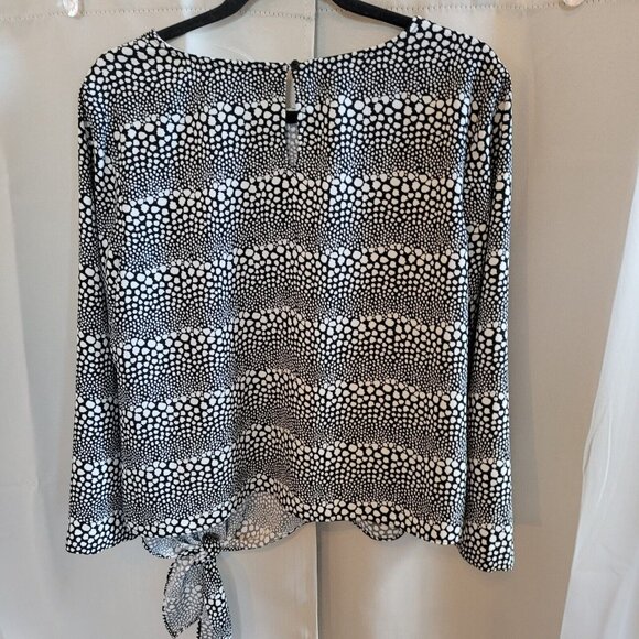 TAlbots Womens Top Size 1XP Black white Abstract Dot Side Tie Career Work 16452 - Picture 2 of 7
